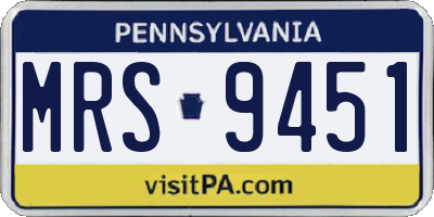 PA license plate MRS9451