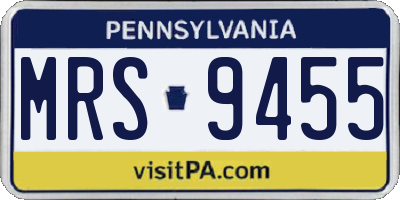 PA license plate MRS9455