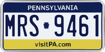 PA license plate MRS9461