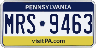 PA license plate MRS9463