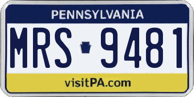 PA license plate MRS9481