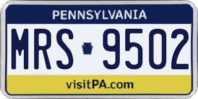 PA license plate MRS9502