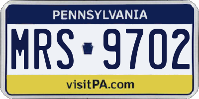 PA license plate MRS9702