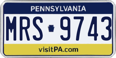 PA license plate MRS9743