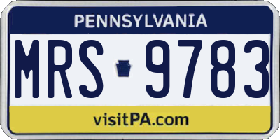 PA license plate MRS9783