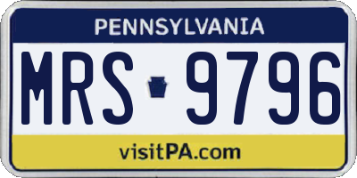 PA license plate MRS9796