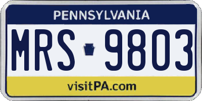 PA license plate MRS9803