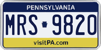 PA license plate MRS9820
