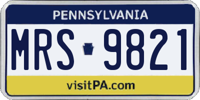 PA license plate MRS9821