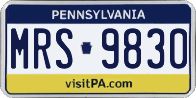 PA license plate MRS9830