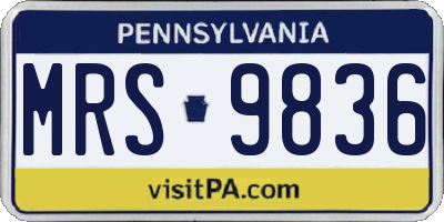 PA license plate MRS9836