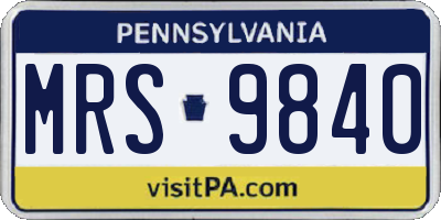 PA license plate MRS9840