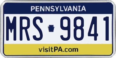 PA license plate MRS9841