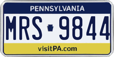 PA license plate MRS9844