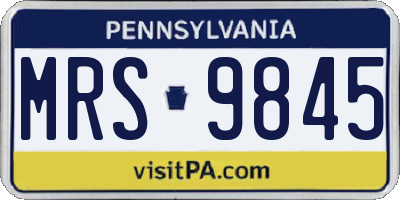 PA license plate MRS9845