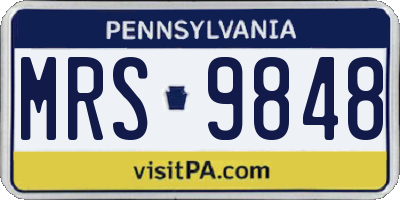 PA license plate MRS9848