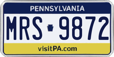 PA license plate MRS9872