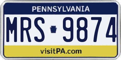 PA license plate MRS9874
