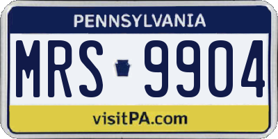 PA license plate MRS9904