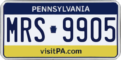 PA license plate MRS9905