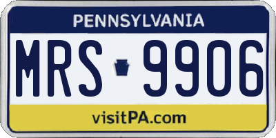 PA license plate MRS9906