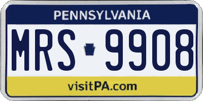 PA license plate MRS9908
