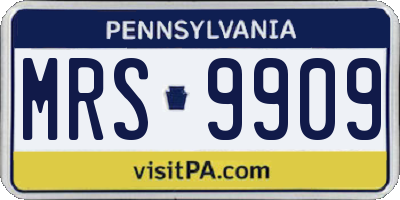 PA license plate MRS9909