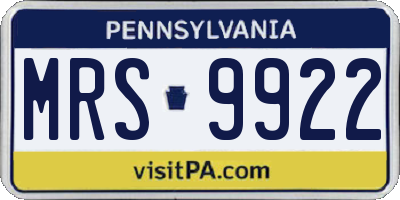 PA license plate MRS9922