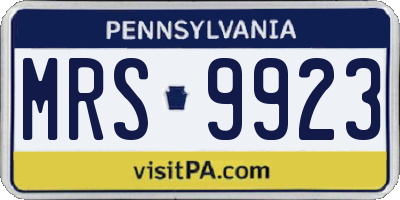 PA license plate MRS9923