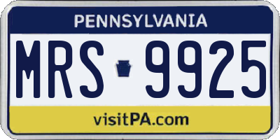 PA license plate MRS9925
