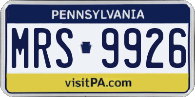 PA license plate MRS9926