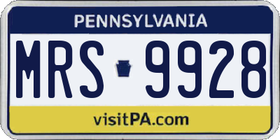 PA license plate MRS9928