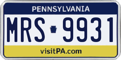 PA license plate MRS9931