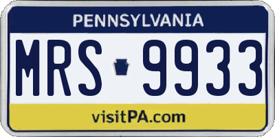 PA license plate MRS9933
