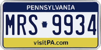 PA license plate MRS9934