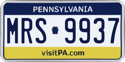PA license plate MRS9937