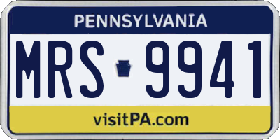 PA license plate MRS9941