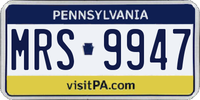PA license plate MRS9947