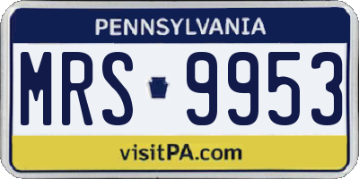 PA license plate MRS9953