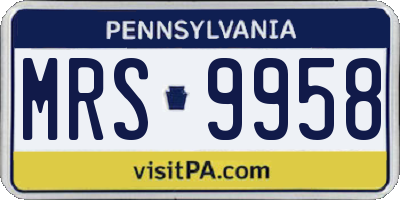 PA license plate MRS9958