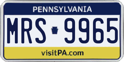 PA license plate MRS9965