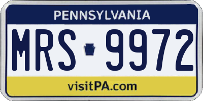 PA license plate MRS9972
