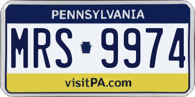 PA license plate MRS9974
