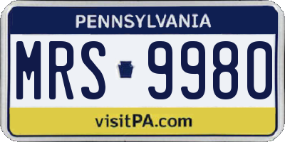 PA license plate MRS9980