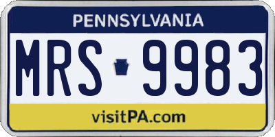PA license plate MRS9983