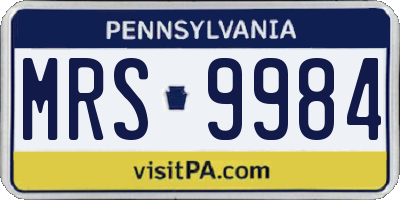 PA license plate MRS9984
