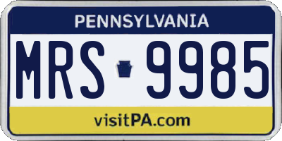 PA license plate MRS9985