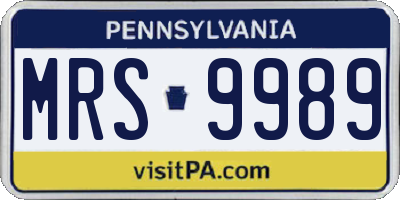 PA license plate MRS9989
