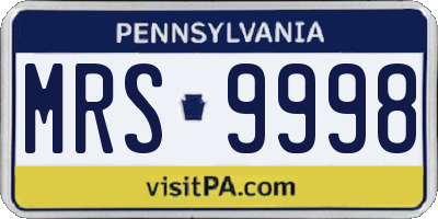 PA license plate MRS9998