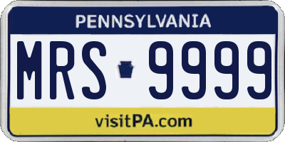 PA license plate MRS9999